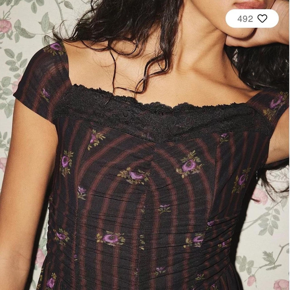 Urban Outfitters Kimchi Blue - Black Bey Lace Trim Mesh Floral Jumper